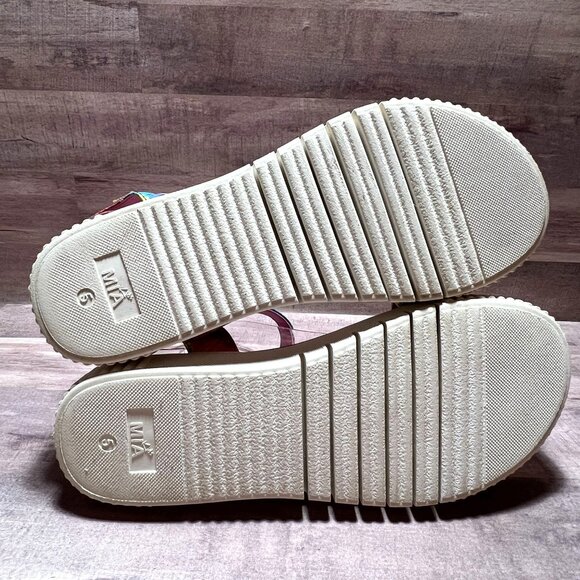 Tie-Dye Womens Platform Sandals Size 5 By MIA With Adjustable Strap & White Sole - Picture 2 of 9